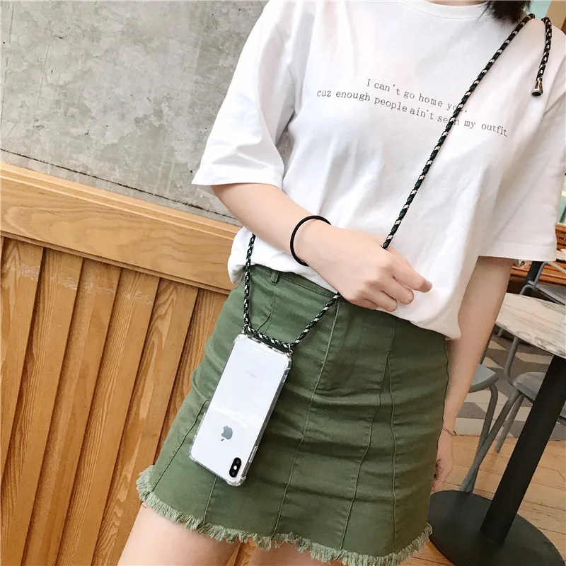 

Transparent TPU Cell Phone Case With Shoulder Neck Strap For Huawei mate 9 10 20 pro P9 P10 P20 lite P30 pro With Lanyard Strap