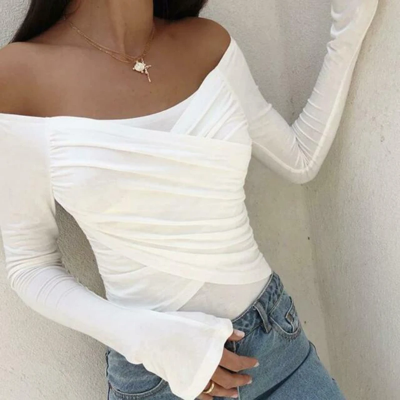 Womens Blouse 2020 Spring Autumn Cold Shoulder Blouse Tops Casual Long Sleeve Slim Fit Shirt Womens Blouse And Tops Womens Blouse 2020 Spring Autumn Cold Shoulder Blouse Tops Casual Long Sleeve Slim Fit Shirt Womens Blouse And Tops