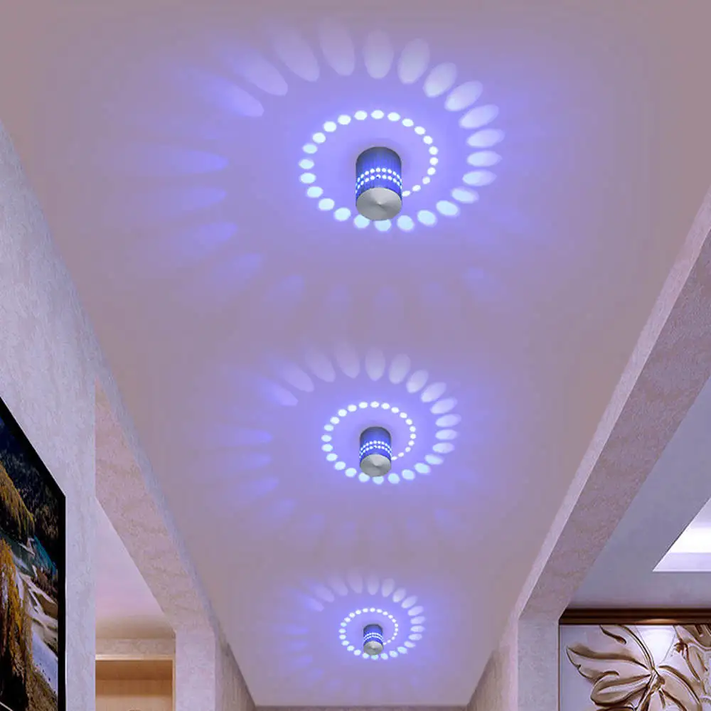 Пульт дистанционного управления RGB потолочные светильники 3W светодиодный яркость Регулируемый спиральный с отверстиями художественное алюминиевое бра Крытый потолочный настенный декоративный светильник