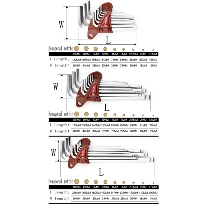 

9pcs Allen Key Hexagon Wrench Tools keys set Hexagonal Allen Keys Chrome Ball End Spanner set Screwdriver Set Tool Kit