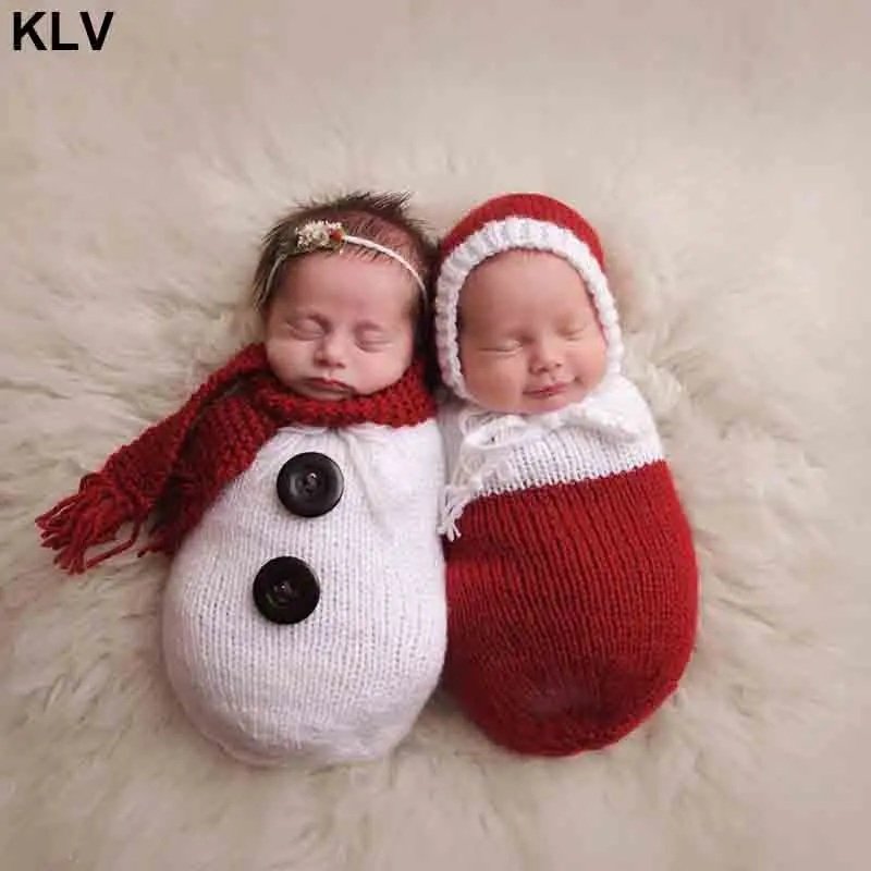 Комплект из 2 предметов; детский вязаный костюм; реквизит для фотосессии новорожденных; Рождественская шапка для фотосессии
