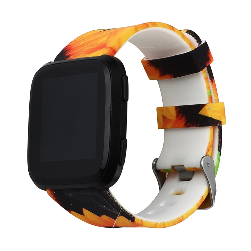 Мягкий силиконовый браслет с принтом для Fitbit Versa, сменный ремешок для спортивных часов, ремешок для часов для Fitbit Versa