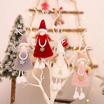 

Christmas Small Pendant Cute Plush Doll Feather Angel Xmas Tree Ornaments Angel Doll Children Gifts,4 Pcs