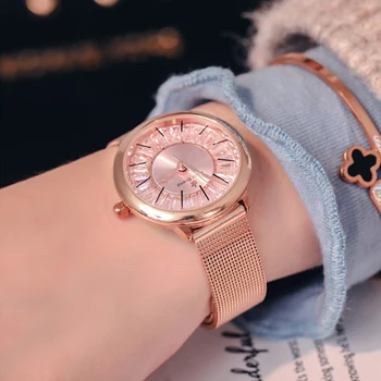 

DACR Mesh Belt Women Watches Diamond Women Luxury Casual Clock Ladies Rhinestone Wrist Watch Gift Quartz Present Dropshipping