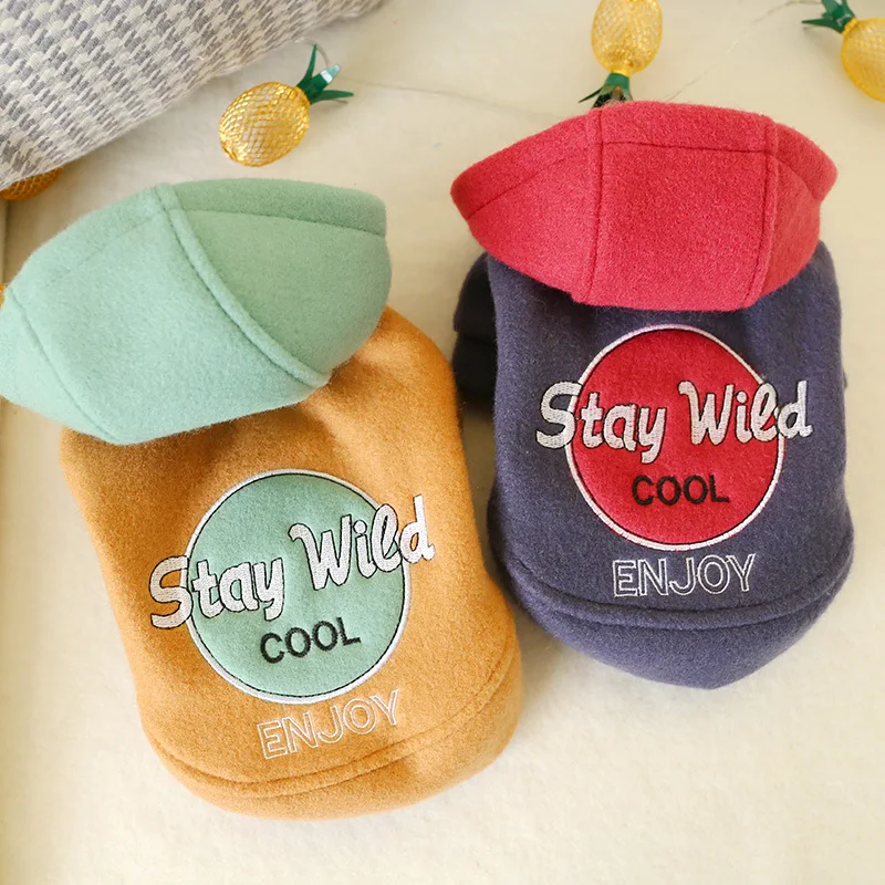 

Warm Pets Dog Clothes Woolen Autumn Winter Hoodies Clothing Thicken Letter Printing for Small Puppy Dogs Coat Jacket Cat Costume