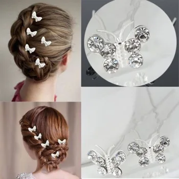 

20Pcs Lots Wedding Bridal Crystal Wedding Butterfly Hair Pins Clips Bridesmaid Jewelry Accessories Wholesale