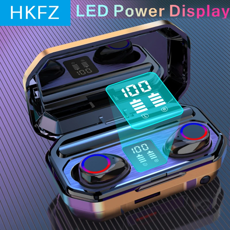 HKFZ TWS Headphones Bluetooth Earphones True Wireless Stereo Earbuds In Ear Headset Ear Buds for Sport TWS Bluetooth Headphone