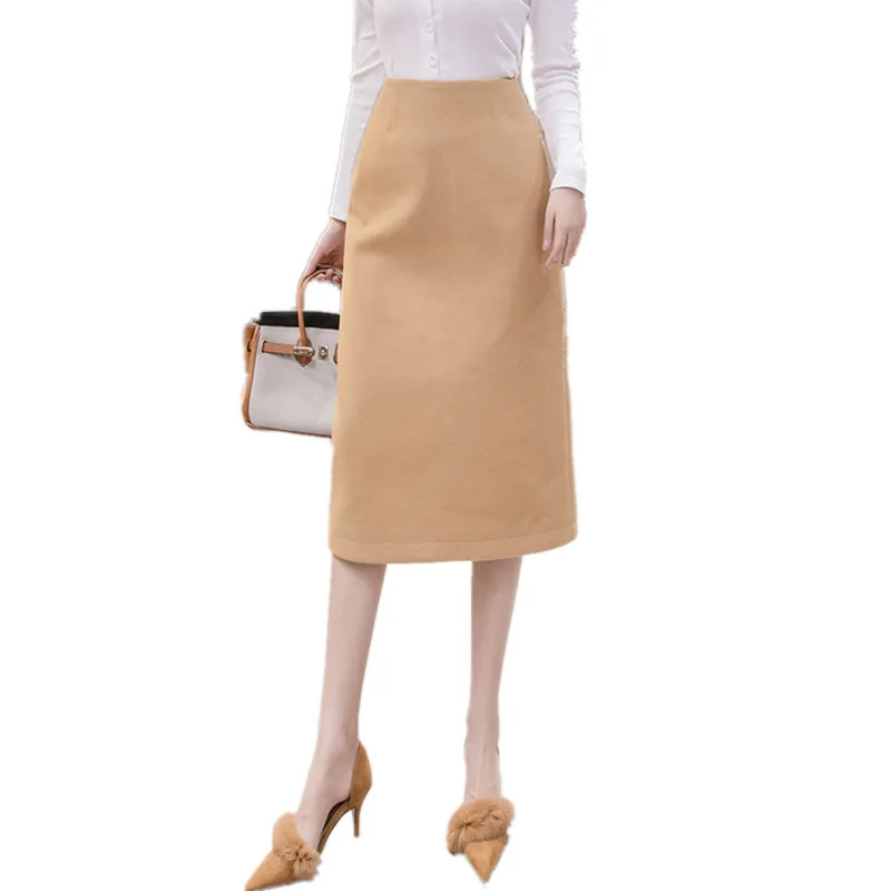 Женская шерстяная юбка карандаш элегантная приталенная длинная с высокой талией