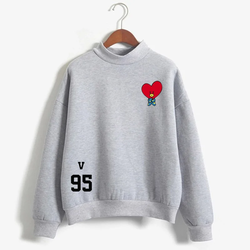 95V gray2 Толстовка I Am Fine Ambigram для женщин, футболки с графическим принтом, топы с надписью «My Yoongi», Забавные топы с надписью «Love Self Response», «Ten», «Jungkook love yours» - Цвет: 95V gray2