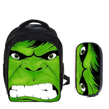 

13 Inch Superhero Hulk Iron Man Thor Backpack Kids School Bags for Boys Girls Schoolbag Kindergarten Child Bags Pencil Bag Sets