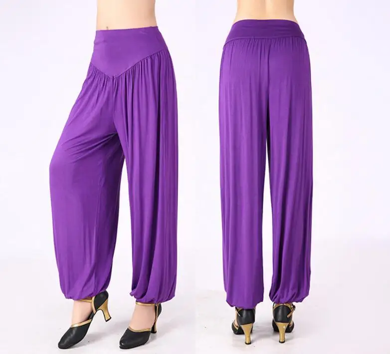 k044 Purple LJCUIYAO Модные женские красочные шаровары Высокая талия штаны Свободные Брюки женские пляжные плюс размер хлопковые мягкие леггинсы - Цвет: k044 Purple
