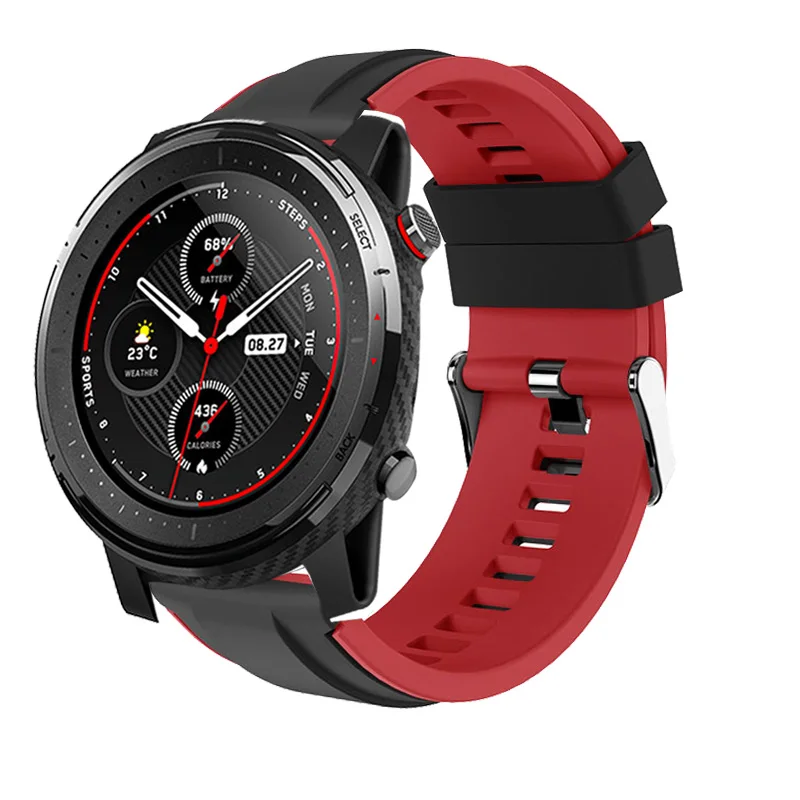 Спортивный силиконовый ремешок для часов huami amazfit stratos 3 22 мм двухцветная стальная