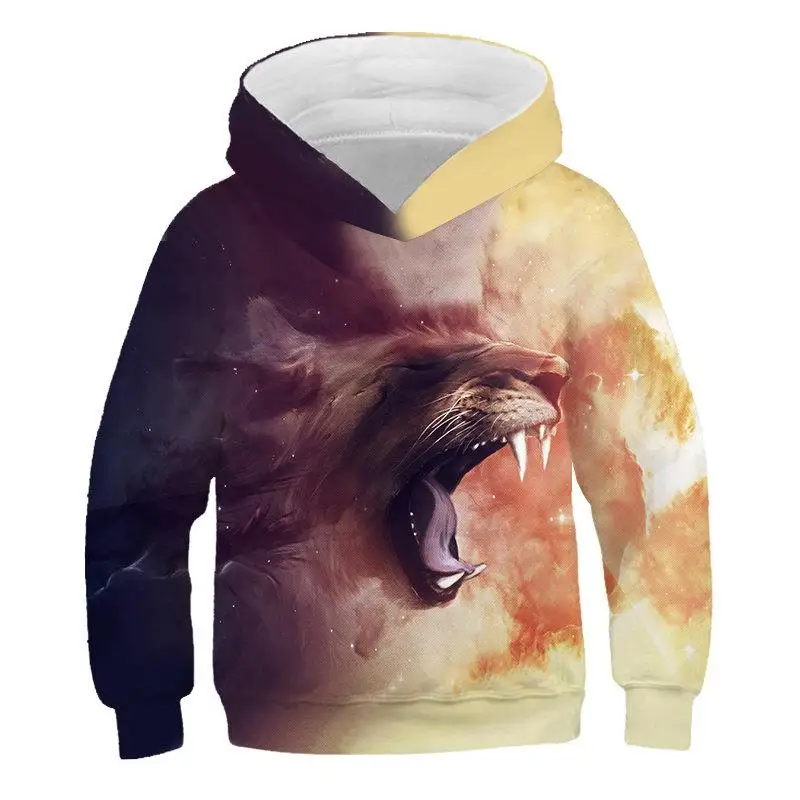 

Latest model animal 3D printing child Sweatshirt Kids coat Hooded sweater Child Leopard tiger printing Cool Leisure clothing