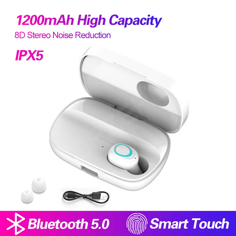 Single White S11 Bluetooth наушники сенсорный отпечаток пальца TWS беспроводные наушники 8D Стерео шумоподавление Гарнитура наушники для телефона - Цвет: Single White