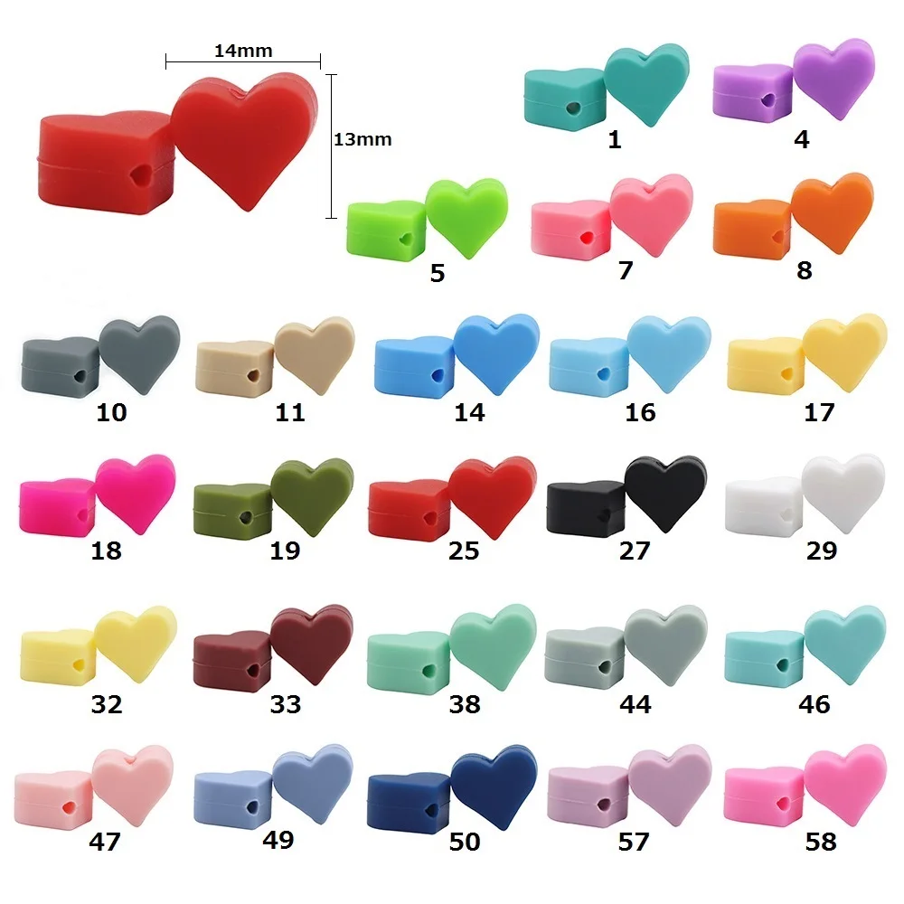 BOBO.BOX 10pc Love Heart Silicone Beads Teething Accessories Food Grade Silicone Teether BPA Free Eco-friendly Baby Teether Toys 6