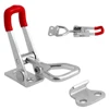 HELTC 1Pcs Silver+Red Adjustable Toggle Latch Catch Hasp Cabinet Boxes Lever Handle Clamp Hasp Toggle Latch Catch Lock ► Photo 1/6