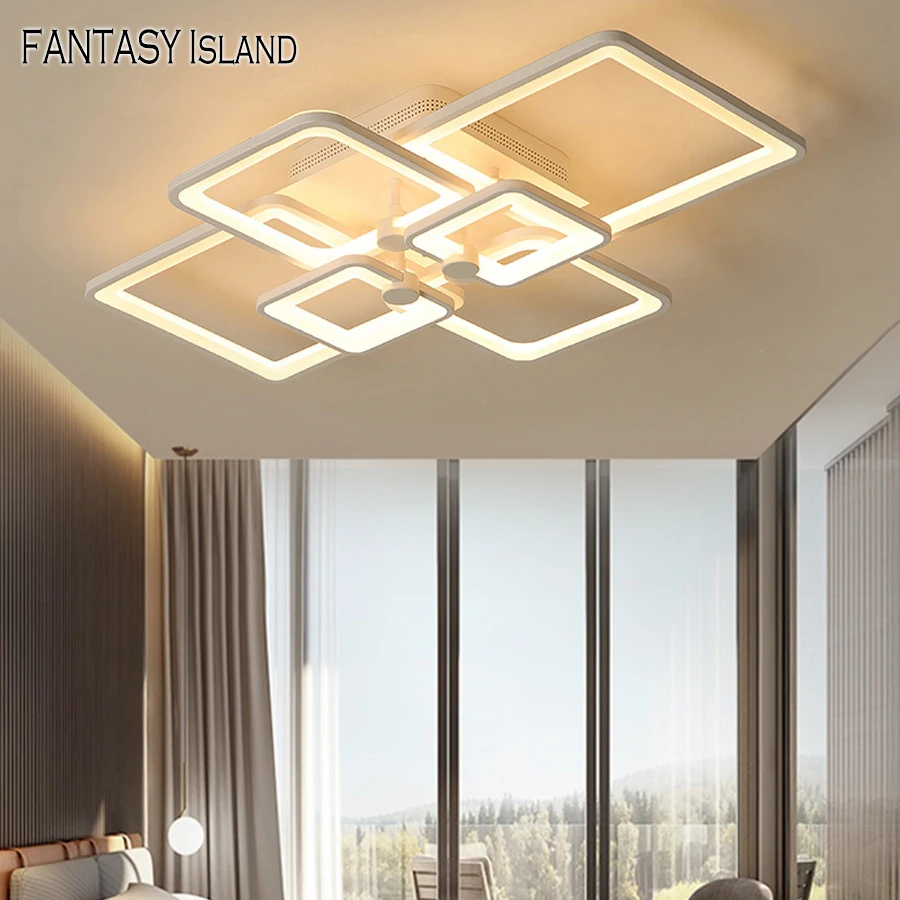 

Modern LED Ceiling Lamp with Remote Dimmable Lamp Square Rectangle Lighting for Living Room Bedroom Kitchen Loft