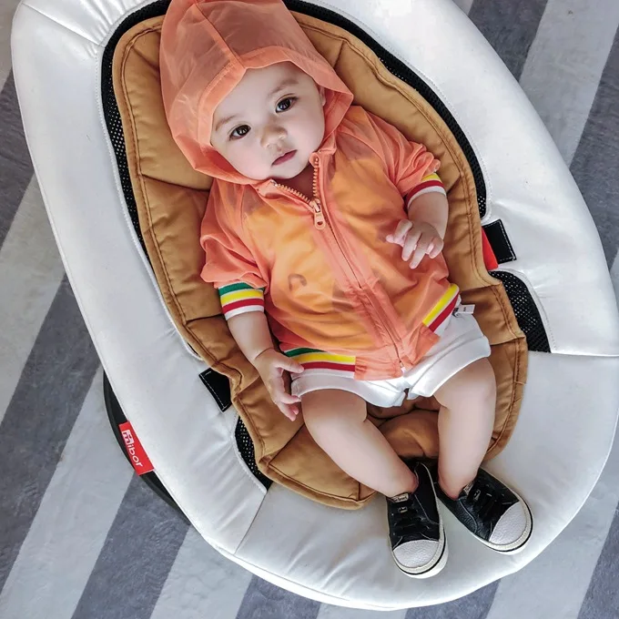 Mini Babe City/Летняя Детская воздухопроницаемая рубашка в цветную полоску с капюшоном; пальто для малышей; повседневная детская одежда