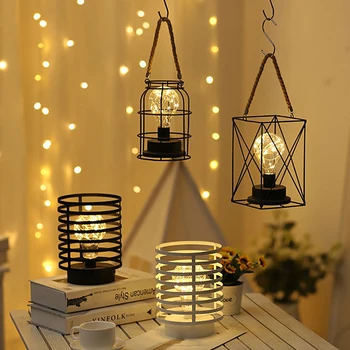 

wrought iron LED retro lamp jewelry desktop DIY lamp decoration metal night light Christmas Fairy Light Wedding Party Holiday
