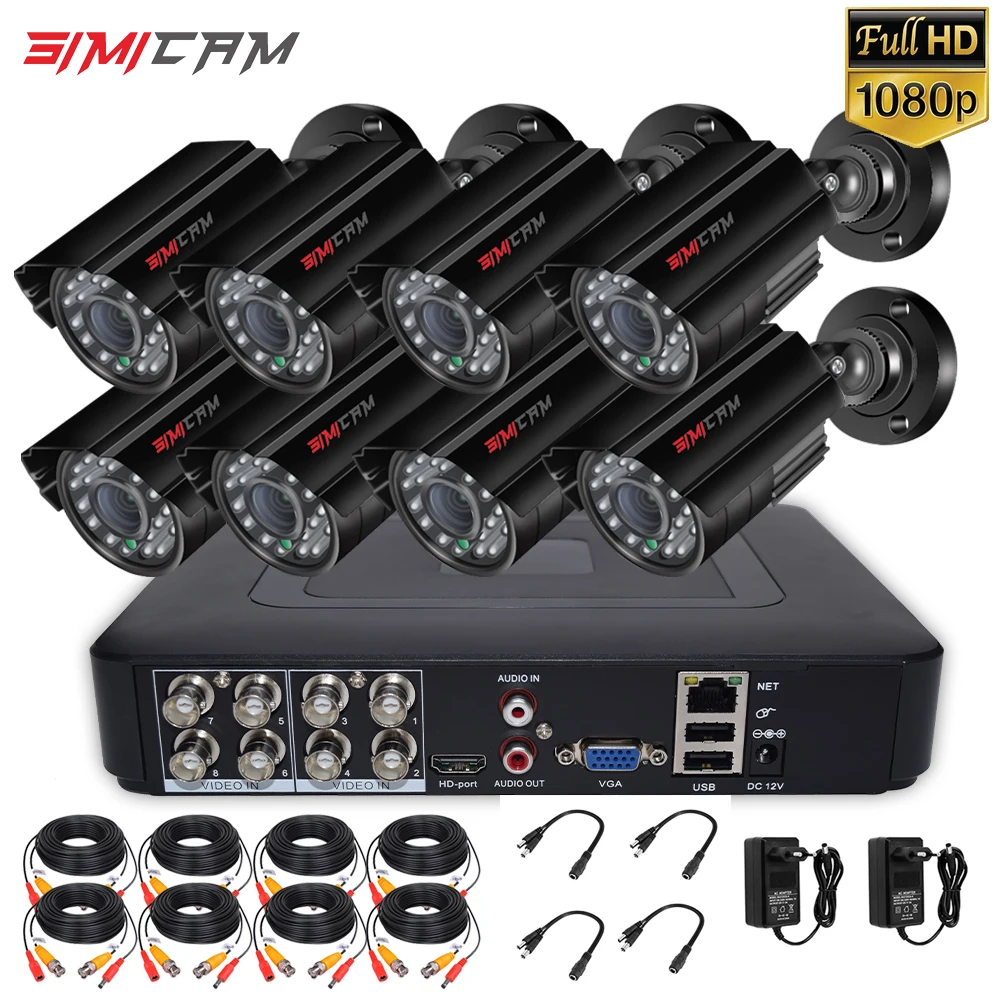 8CH 1080P Security Camera System Outdoor 100ft Night Vision Home Surveillance Kit AHD CCTV Set 2/4/6/8pcs Bullet P2P Easy Remote 1080p ahd security camera system cctv 4 8ch dvr 2 4 6 8pcs bullet options outdoor waterproof night vision video surveillance set