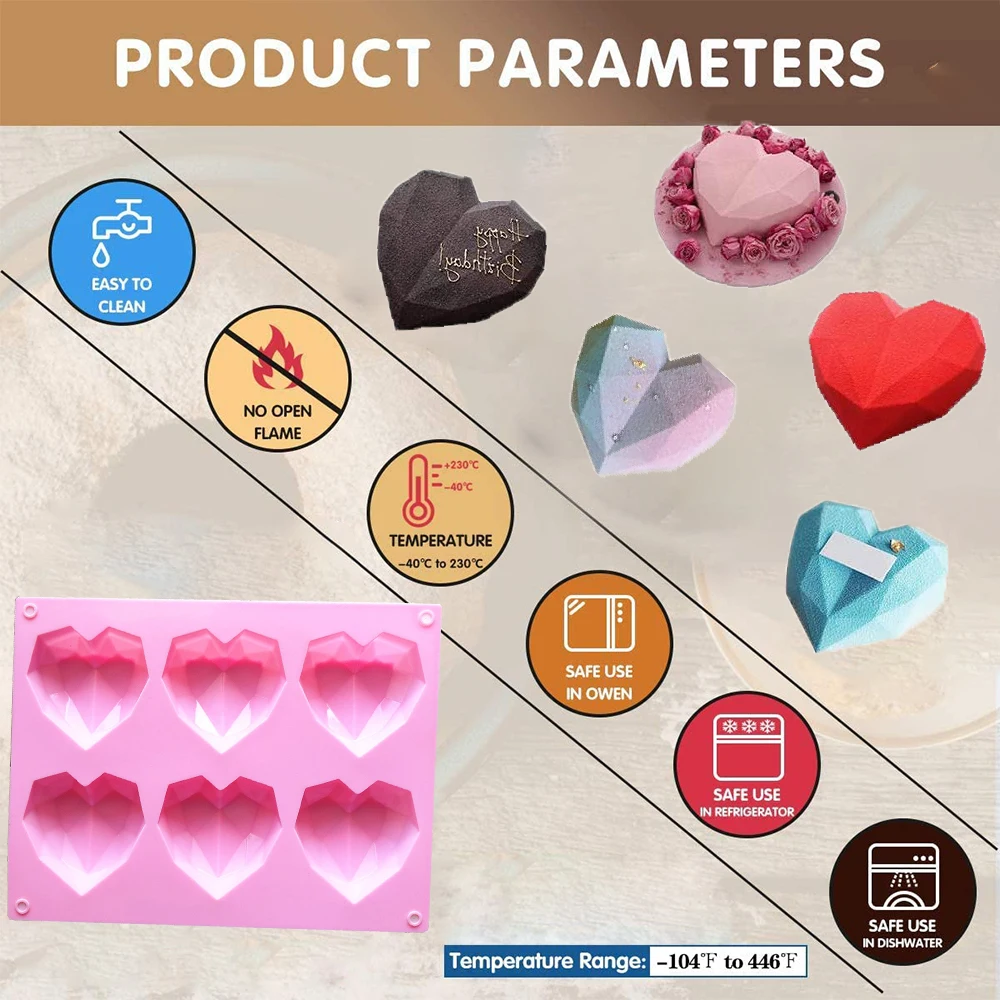 6 полостей алмазная любовь силиконовая форма для торта помадка торт шоколад