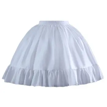 

Womens Lolita Cosplay Short Petticoat Ruffles Hem Single Hoop Crinoline Underskirt Elastic Waist Bridal Wedding Ball Gown Skirt