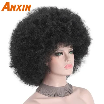 

Afro Clown Cosplay Wigs for Women Black Cap Big Top Football Fans Wigs Halloween Adults Unisex Synthetic Hair Black Men Curly