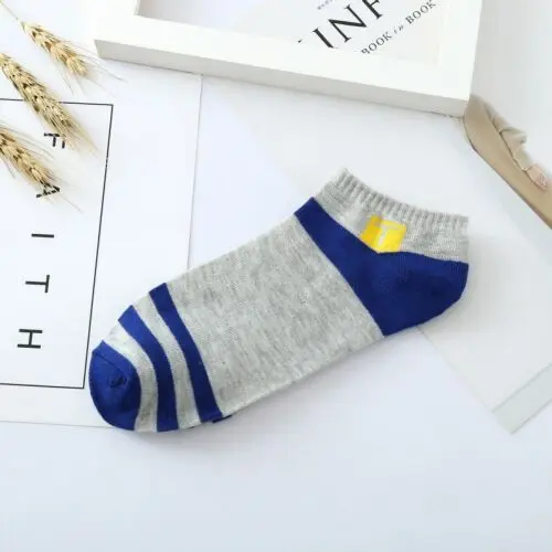 Blue A 5 пара/лот = 10 шт., летние мужские носки-башмачки, модные неглубокие невидимые спортивные мужские короткие носки в духе колледжа - Цвет: Blue A