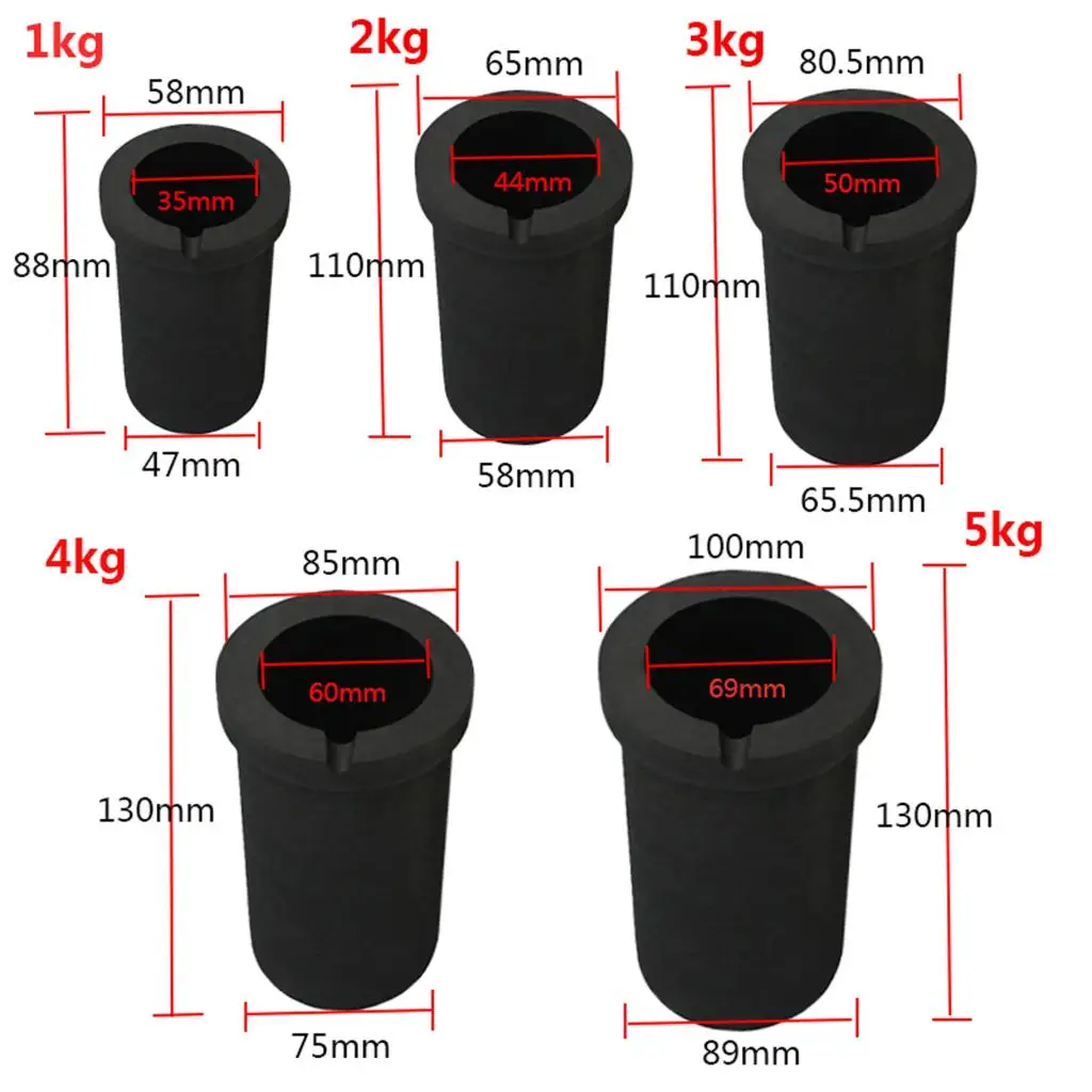 1/2/3KG Graphite Induction Melting Furnace Crucible Melting Cast Gold Silver