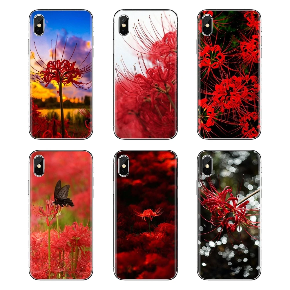 Transparent TPU Housing Red Spider Lily Cluster Kinchakuda For iPod Touch Apple iPhone 4 4S 5 5S SE 5C 6 6S 7 8 X XR XS Plus MAX |