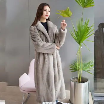 

Women 2020 Winter Faux Fur Coat Imitation Mink Fur Turn-down Collar Long Jacket Female Casual Warm Outerwear Plus Size 7XL B132