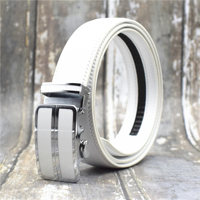 Cow Leather Belt Men 3.5CM Width Male Leather Strap Large Size Automatic Buckle Belt 90-130CM