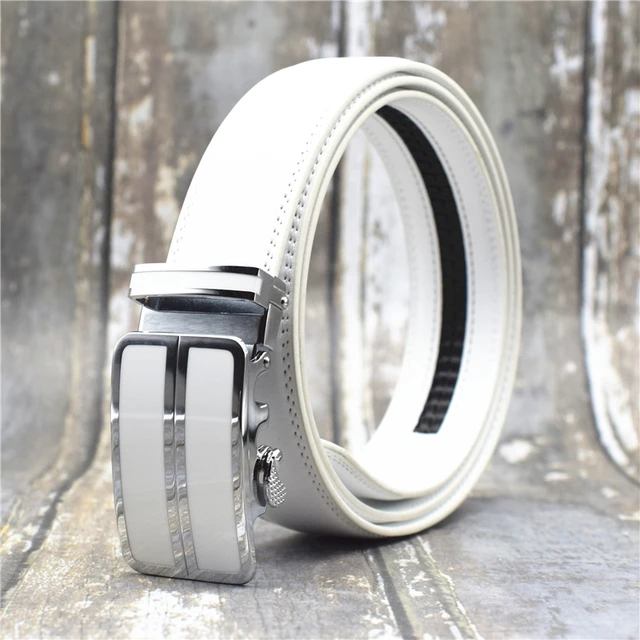 Men Leather Belt Metal Automatic Buckle Brand Luxury Belts for Men Famous Work Business Black PU Strap,90