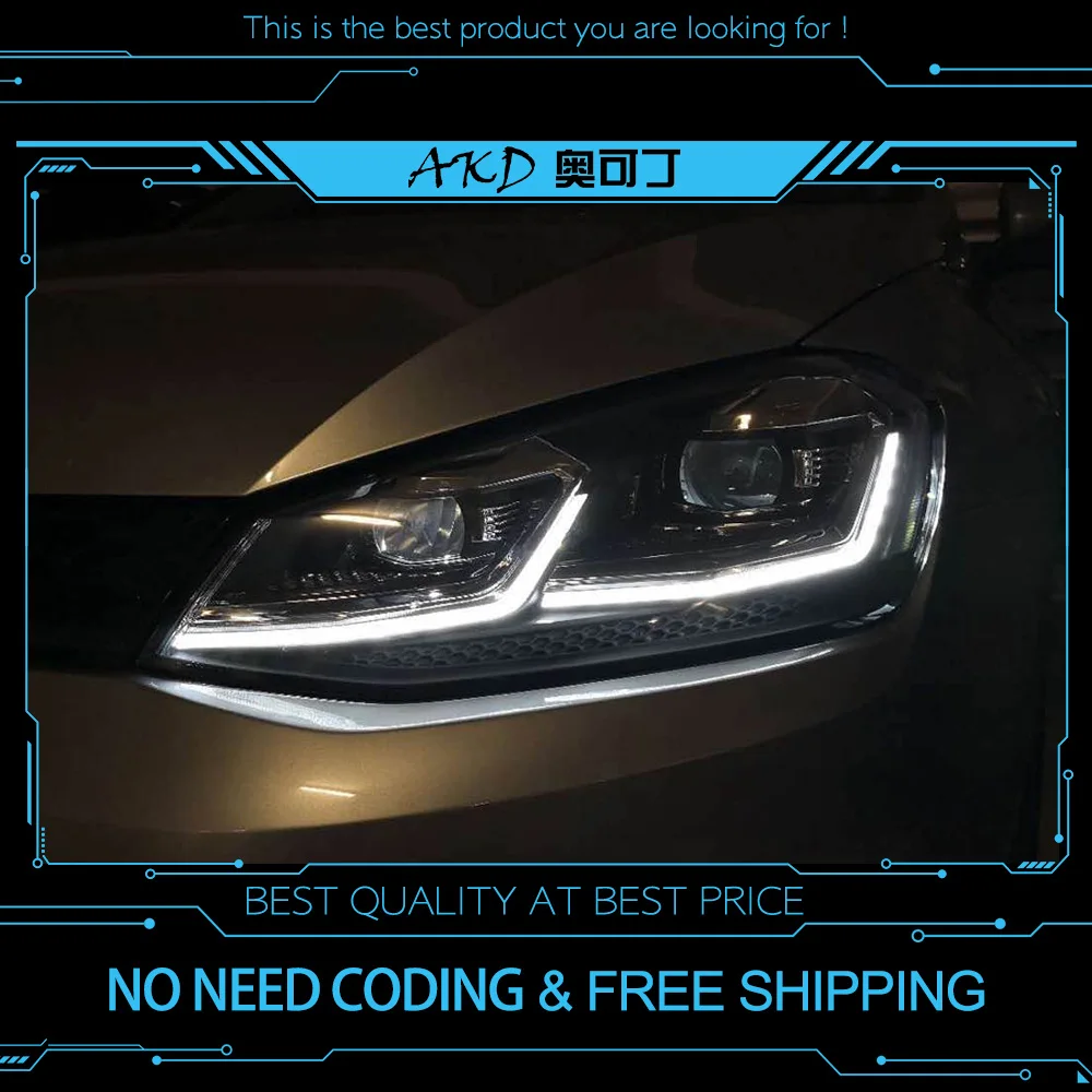 Preise AKD tuning autos Scheinwerfer Für VW Golk7 Golf 7 MK7 Scheinwerfer LED DRL Lauf lichter Bi Xenon Strahl Nebel lichter engel augen Auto