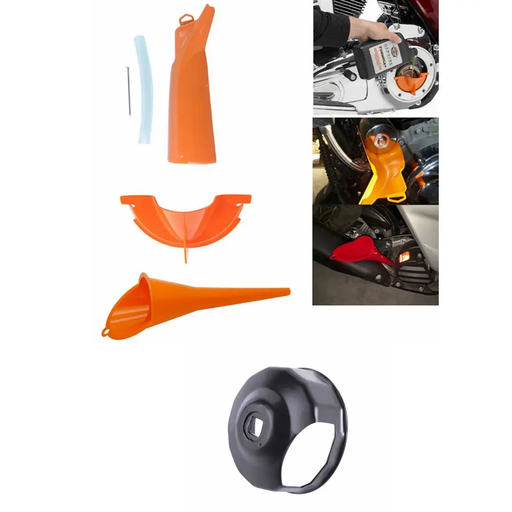 Kit Entonnoirs + Clé Filtre à Huile Anti-Goutte Pour Harley – Remplissage Carter, Primaire Et Transmission Sans Dégât