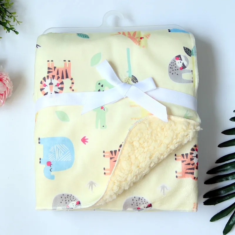 Высококачественное детское одеяло, детское утепленное Двухслойное Флисовое одеяло-конверт для коляски для новорожденных - Цвет: 03J