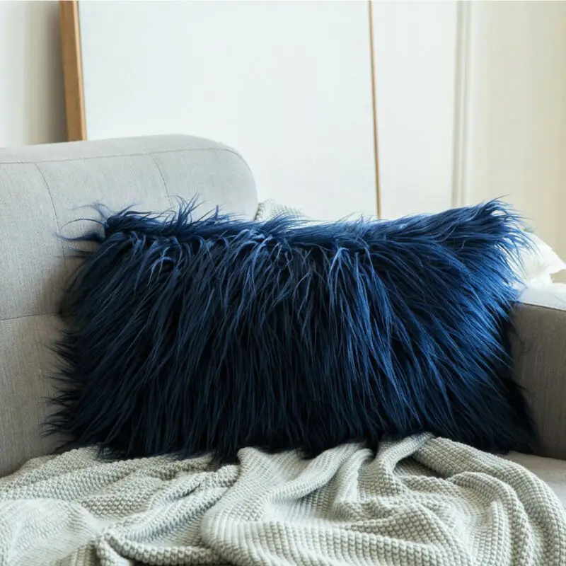 Однотонный мягкий плюшевый чехол из искусственного меха декоративная наволочка