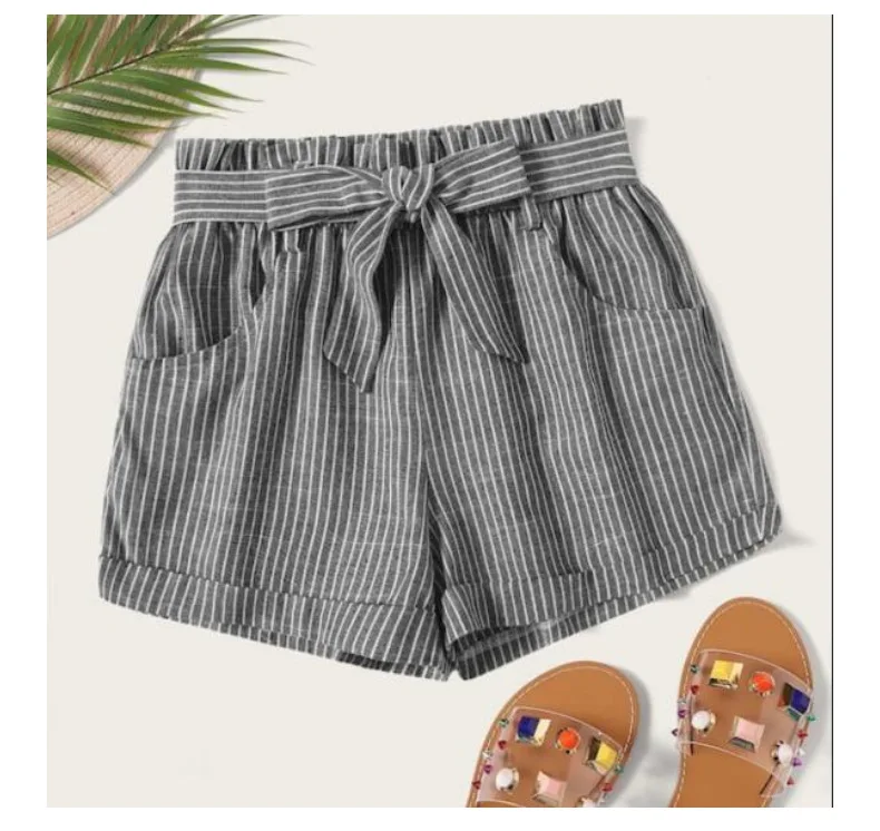 Женские шорты, модное Полосатое облегающее, эластичные шорты Korte Broek Pantalones Cortos Mujer Spodenki Damskie, короткие женские шорты, Szorty-80