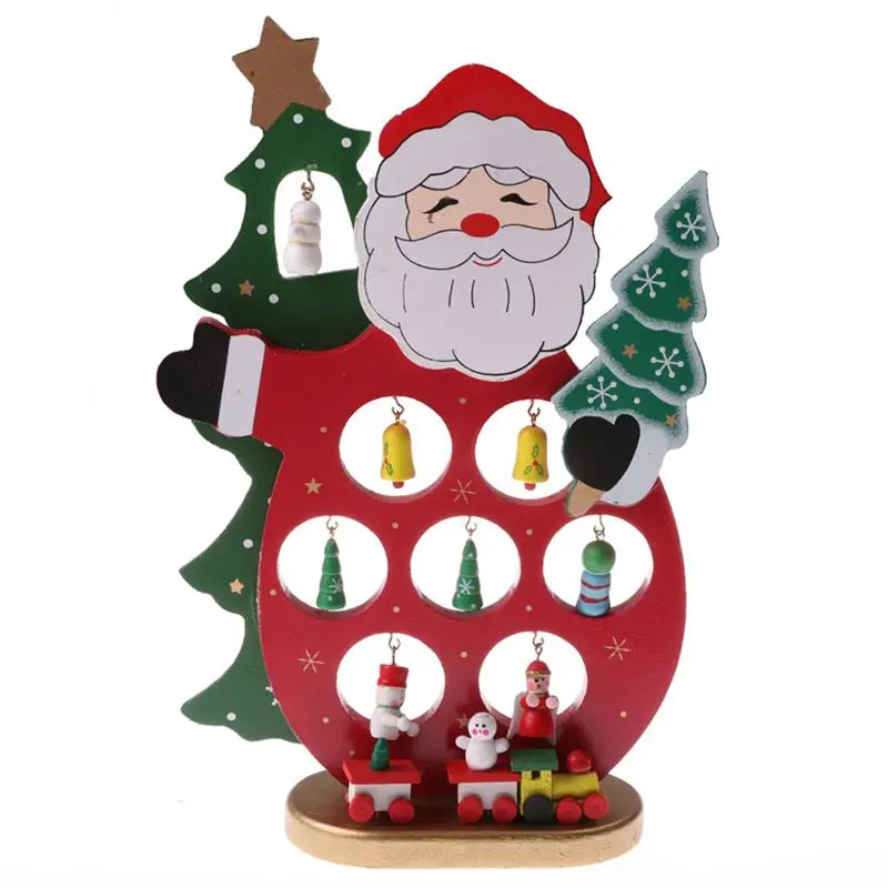 

Wooden Santa Desktop Christmas Decoration Mini Wooden Ornaments and Mini Trains Collection Traditional Holiday Decorations Stand