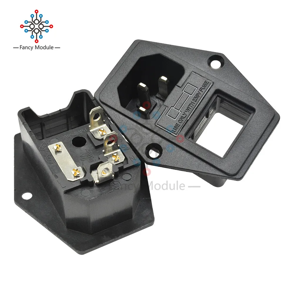 AC 250V 10A IEC320 C14 Мужской адаптер железное ядро 3 Терминалы Мощность входное гнездо с 5*20 мм 250V 10A предохранитель KCD1-101 2 контактный переключатель
