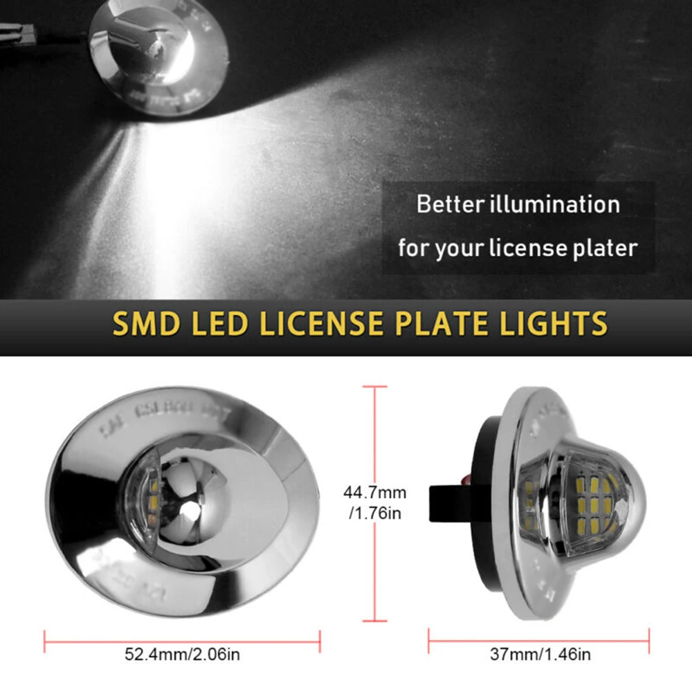 2pcs Car LED License Plate Signal Light 9 Chrome Silver Tail White Lighting For Ford F150 F250 F350 F450 | Автомобили и мотоциклы