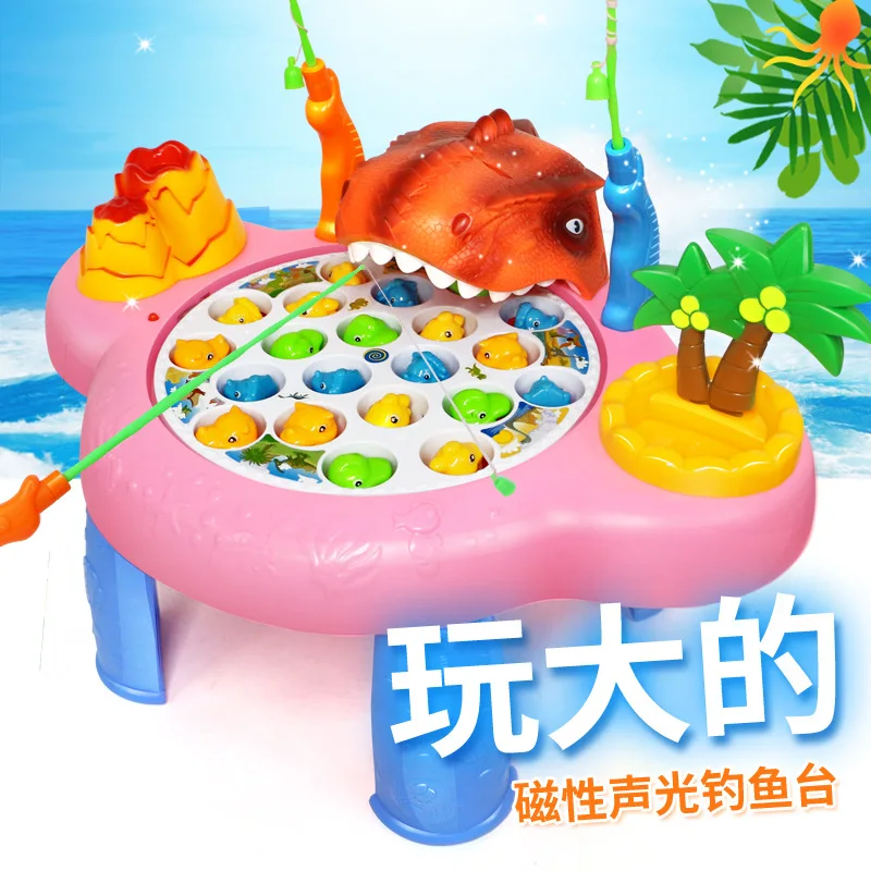 

Hui Cheng Summer Children Fishing Toys Magnetic Fish Electric Light with Music Fishing Taiwan Hot Sales Product Toy