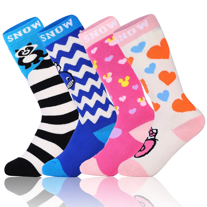 New Ski Socks for Child Boys and Girls Thermal Winter Outdoor Sports Snowboarding and Skiing Socks Long Snow Brands