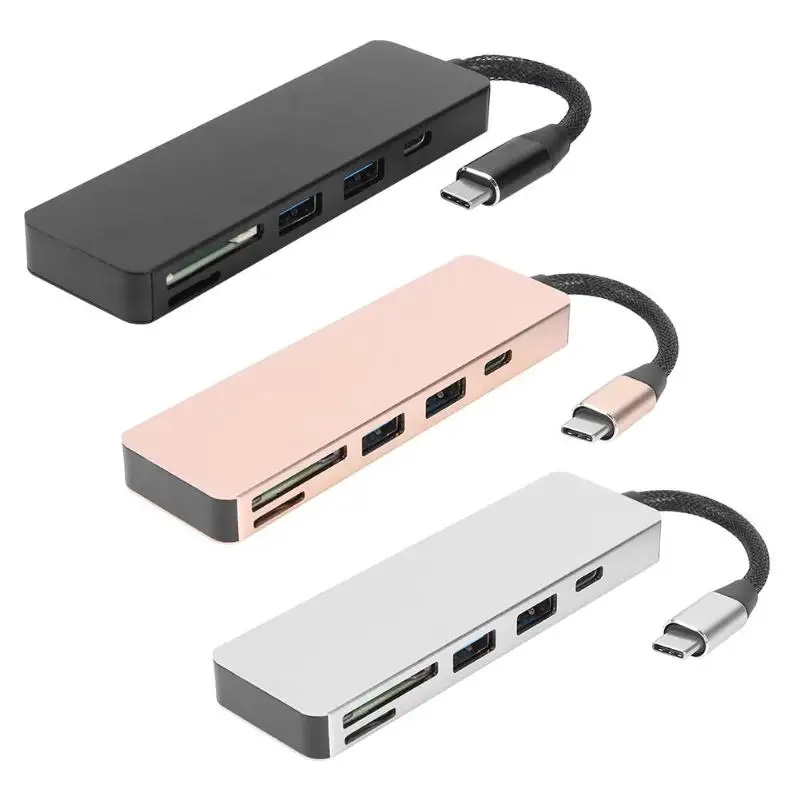 ALLOYSEED 5 в 1 USB C концентратор типа C к USB 3,0 TF Micro SD кардридер адаптер док-станция для MacBook аксессуары зарядка PD тип-c концентратор