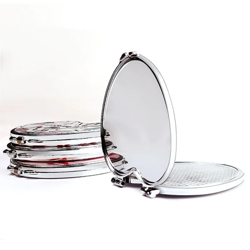 2019 Double sided Pocket Mirror Portable Heart Shaped Folding Double sided Mirror Steel Makeup Mirrors for 4