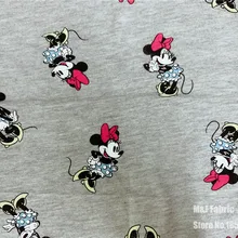 50X178 м, эластичная вязанная хлопковая ткань с рисунком Минни для шитья, Лоскутная Одежда для маленьких девочек