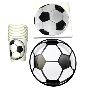 

60PCS Happy Birthday Party Football Theme Plates Dishes Decorate Glass Cups Kids Favors Baby Shower Napkins Soccer Tableware Set