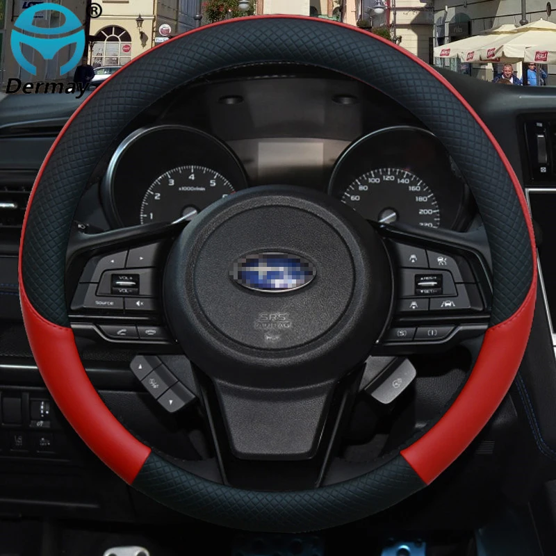 Steering Wheel Cover Leather Car Steering Wheel Cover Anti-slip For Subaru Forester Legacy XV BRZ WRX Auto Accessories