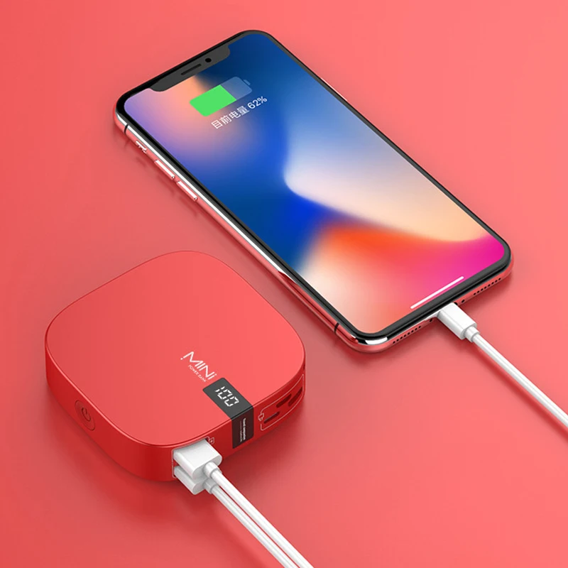 10000 мАч Мини банк питания двойной USB быстрый выход Портативная зарядка сокровище тип-c и освещение Быстрый вход цифровое портативное зарядное устройство с дисплеем - Цвет: 3