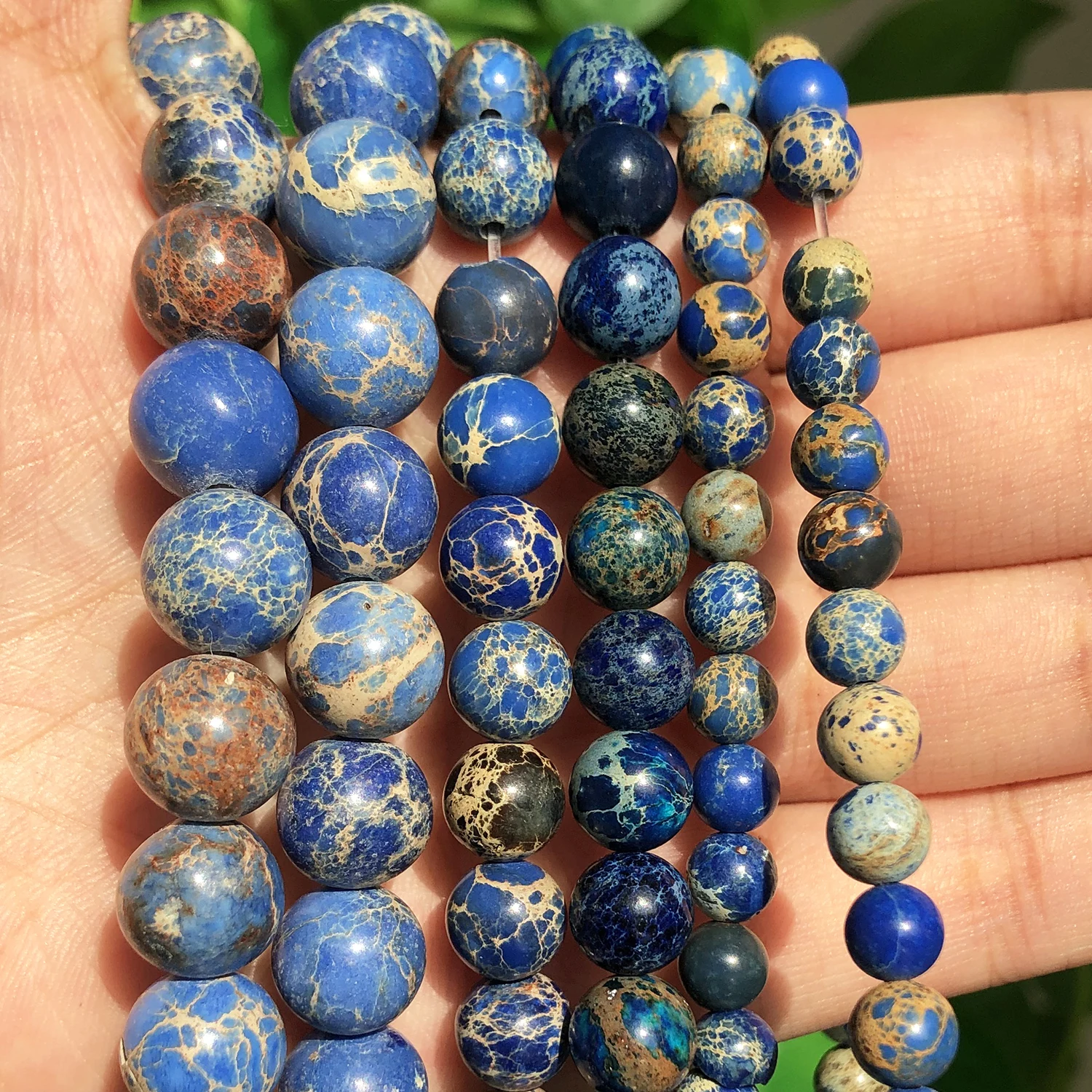 4/6/8/10/12mm AA Blau Meer Sediment Jaspis Perle Naturstein Runde Lose Perlen für Schmuck Machen DIY Armband Zubehör 15'' – Detail 5